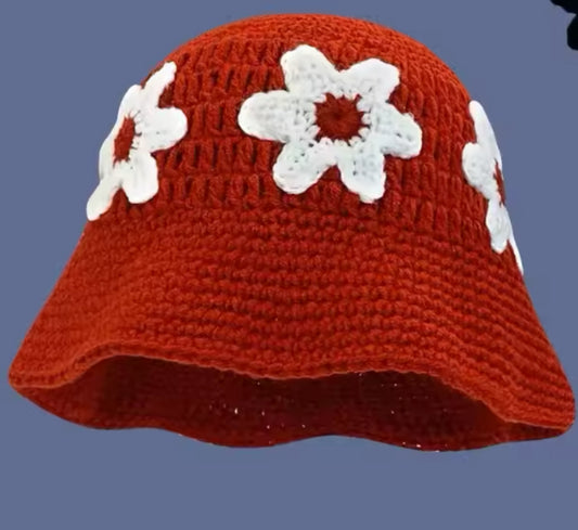 Knitted red hat