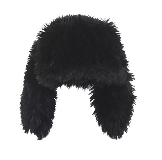 Black furry hat